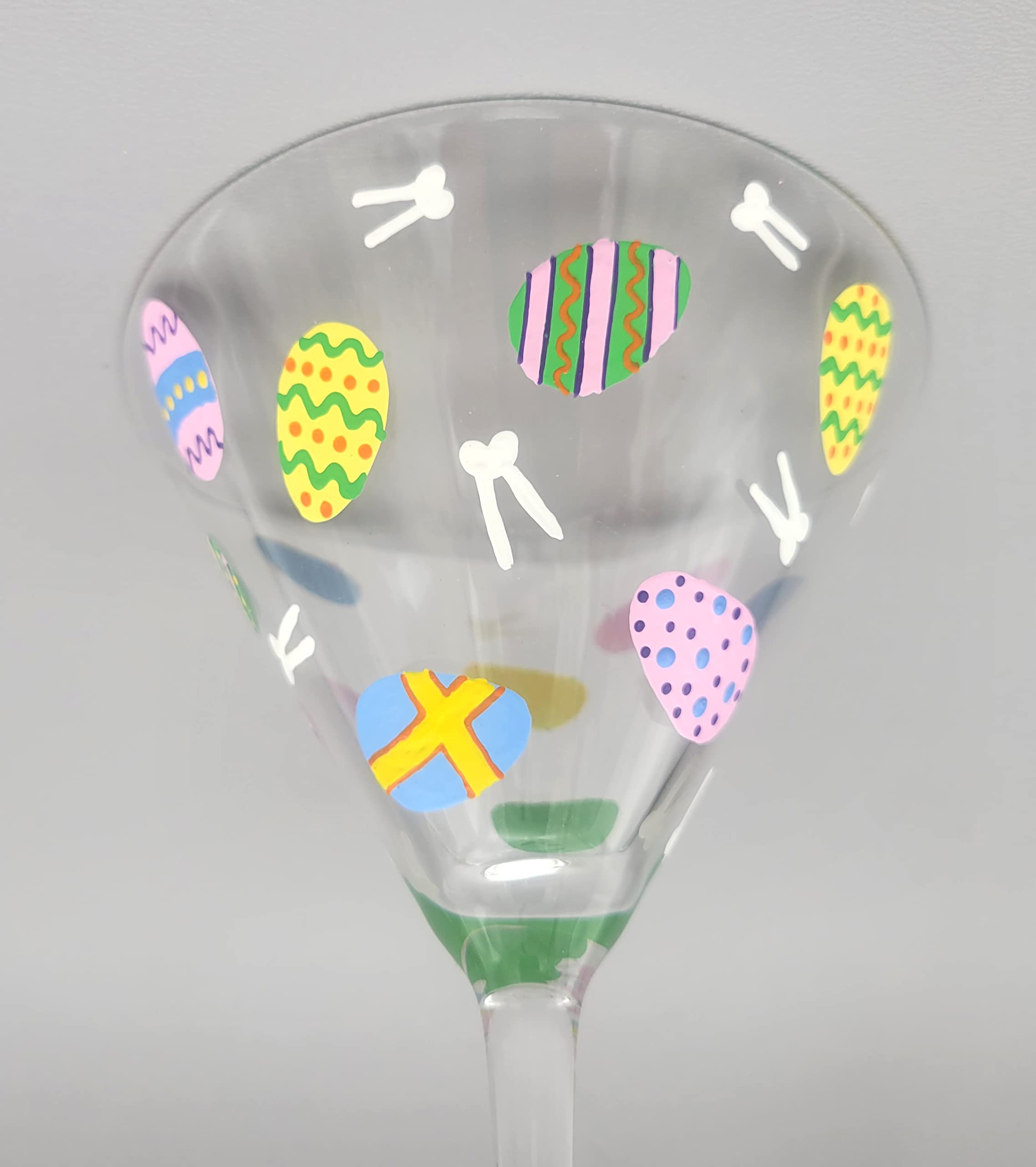 Hand-Painted Easter Egg Martini Glass Set - Bunny & Decorated Egg Design - Easter Cocktail Party, Home Bar Decor, Spring Celebration Gift