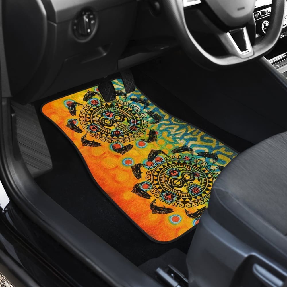 Premium Brook Trout Hawaii Tiki Face Pattern Fishing Car Floor Mats - Non-Slip, All-Weather Protection for Trucks & SUVs - Perfect for Outdoor Adventures & Beach Trips