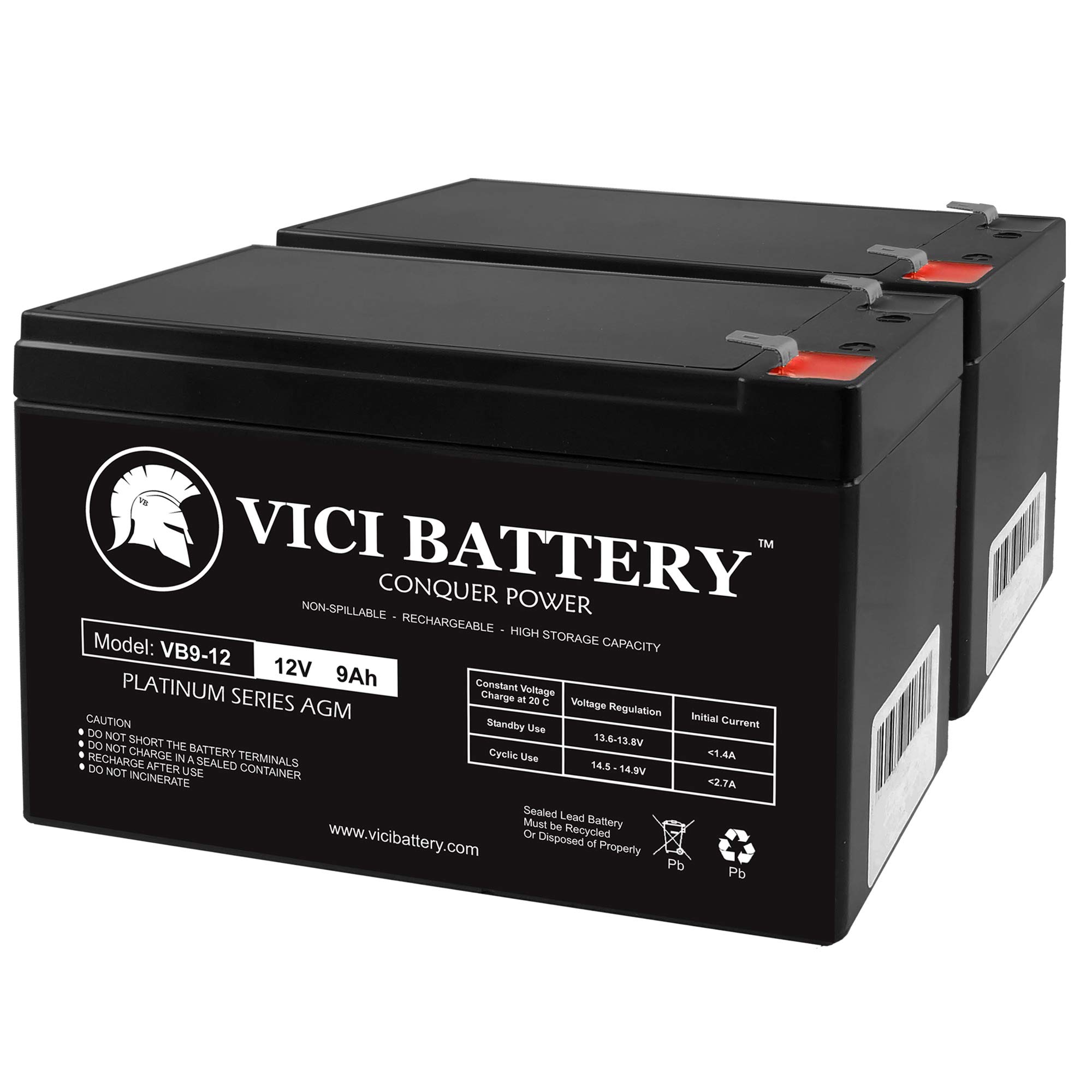 VICI 12V 9Ah Sealed Lead Acid (SLA) Replacement Battery - 2 Pack for Prong-Top Game Feeders | Long-Lasting Power for Hunting Equipment & Wildlife Feeders | Perfect for Outdoor Enthusiasts & Hunting Gear