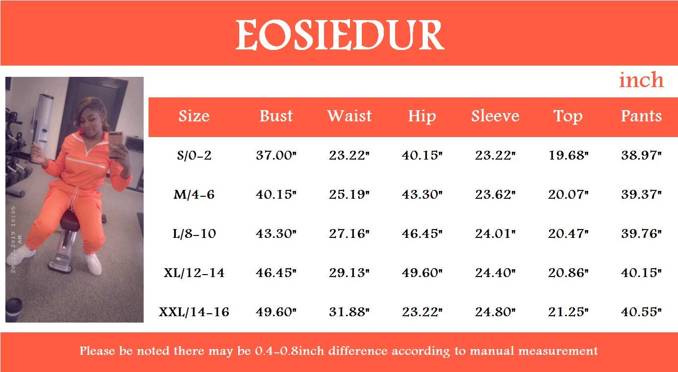EOSIEDUR Women's 2-Piece Tracksuit Set - Lightweight Windbreaker Pullover Jacket & Crop Top with Pants | Casual Workout Outfit for Gym, Running & Streetwear Fashion