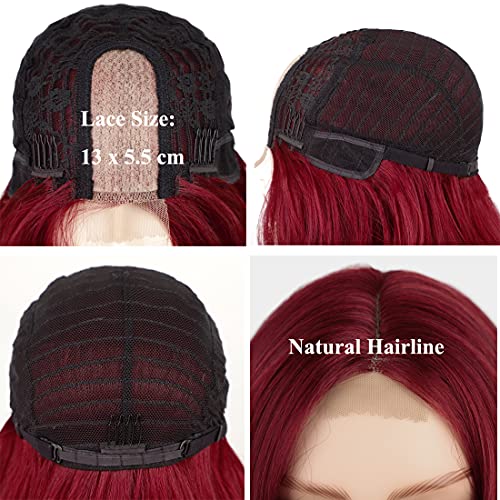 Long Straight Ombre Brown Wig with Middle Part - Natural Looking Synthetic Hair for Daily Wear & Cosplay