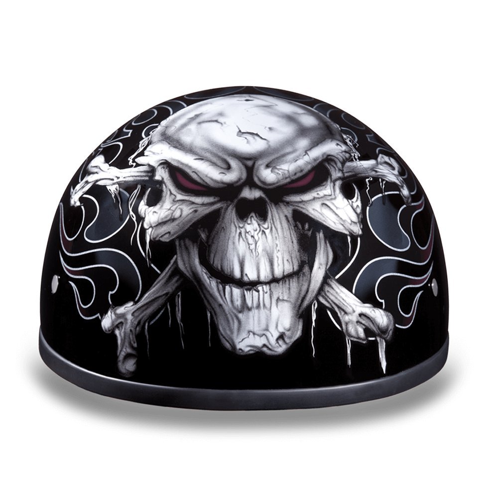 Daytona Half Skull Cap Motorcycle Helmet - DOT Approved Lightweight Open Face Helmet for Men & Women - Perfect for Cruiser, Chopper and Vintage Bike Riders