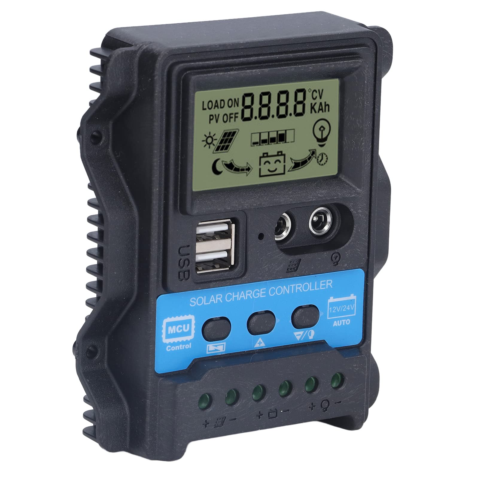 Okuyonic 12V/24V Solar Charge Controller with LCD Display - Adjustable Sun Battery Control Regulator for RV, Boat, Home & Off-Grid Solar Systems | Overcharge & Short Circuit Protection