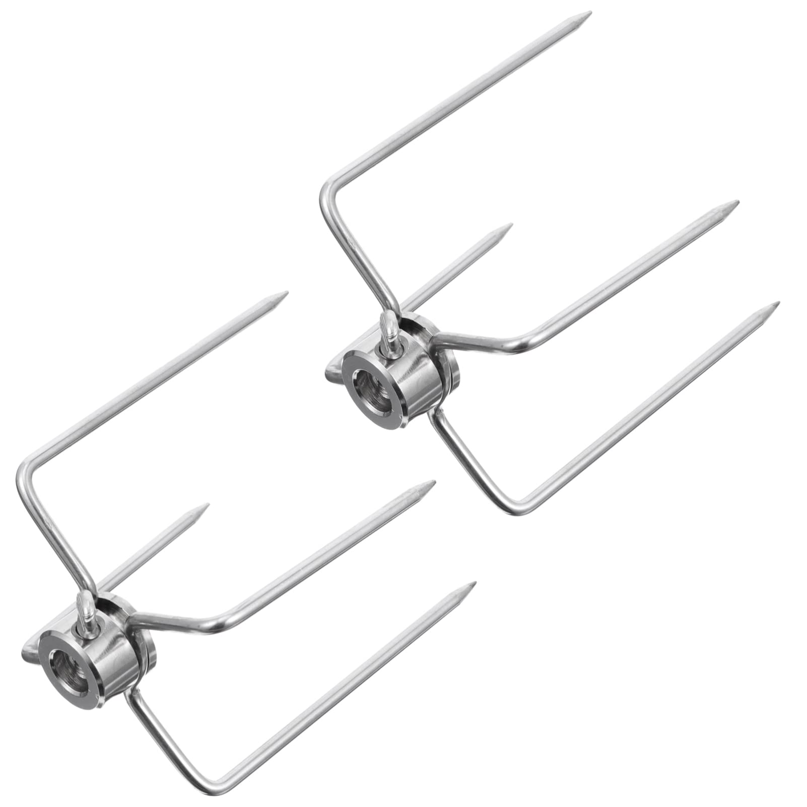 INOOMP 2-Pack Stainless Steel Rotisserie Grill Forks - Heavy Duty BBQ Meat Clamps for Chicken, Turkey & Roasts | Perfect for Outdoor Grilling, Backyard BBQs & Camping Cooking