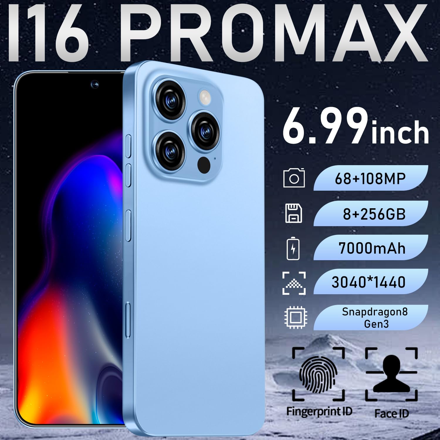 Unlocked I16 ProMax Smartphone - 6.99