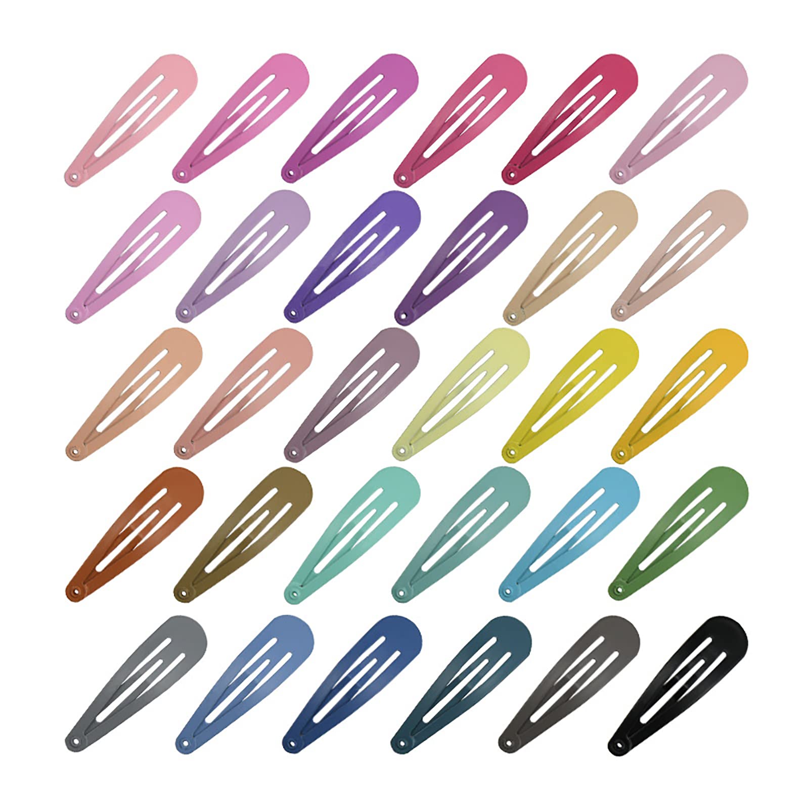 30 Pcs Metal Snap Hair Clips - Mini Colorful Hair Barrettes for Toddlers, Girls, Women | Small Waterdrop Hair Pins for Kids & Teens | Perfect for School, Parties & Daily Styling