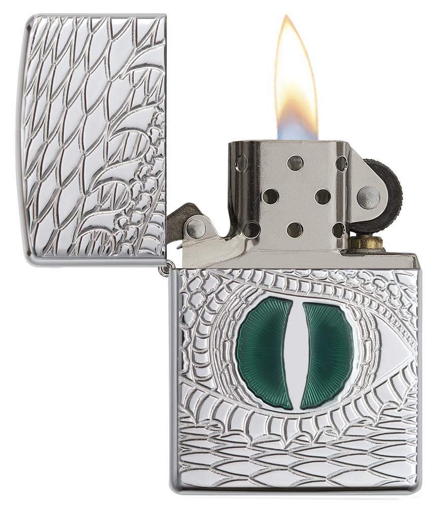 Zippo Armor Dragon's Eye High Polish Chrome Windproof Pocket Lighter - Perfect for Camping, Hiking & Outdoor Adventures