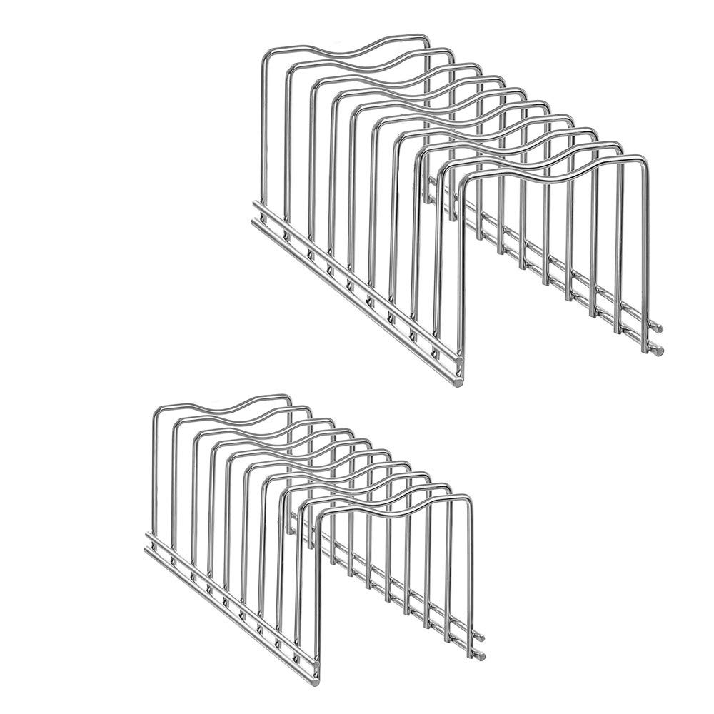 Stainless Steel Kitchen Pot Lid Holder Organizer - Space Saving Rack for Cutting Boards, Bakeware, Reusable Containers & Plates - Perfect for Pantry, Cabinet or Countertop Storage