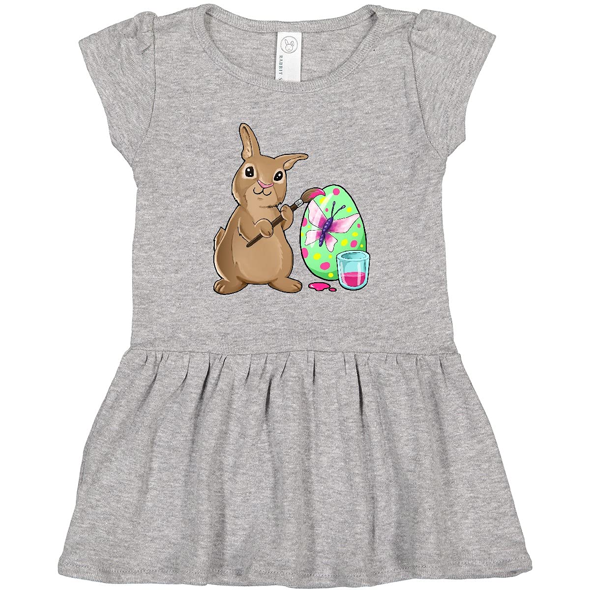 Inktastic Cute Brown Easter Bunny Painting Egg Toddler Dress - Adorable Easter Outfit for Baby Girls & Toddlers - Perfect for Easter Egg Hunts, Spring Photos & Family Gatherings