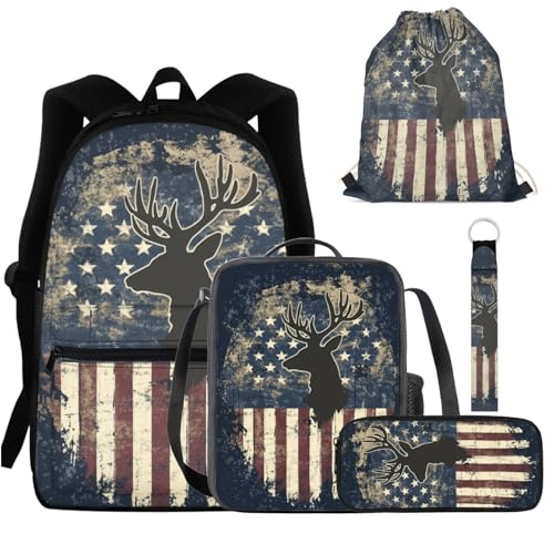 American Flag With Deer