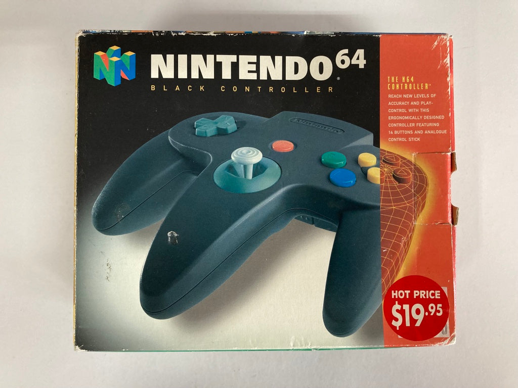 Original Nintendo 64 Controller - Black - Complete in Box - Authentic N64 Gamepad for Retro Gaming & Collectors - Perfect for Classic N64 Games, Multiplayer Sessions & Gaming Nostalgia