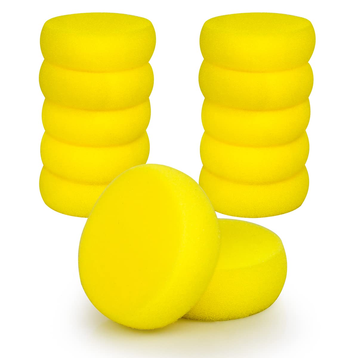 12 Pack Yellow Round Painting Sponges - 3 Inch Synthetic Artist Sponges for Watercolor, Ceramics, Pottery & Household Cleaning - Perfect for DIY Crafts, Kids Art Projects & Home Decor Painting