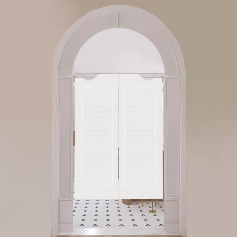 32 Inch White Swinging Door with Horizontal Stripe Wave Top - Two-Way Opening for Coffee Bars, Kitchens & Bathrooms - Fits 24/30/32/36 Inch Widths - Perfect for Commercial Spaces & Home Renovations