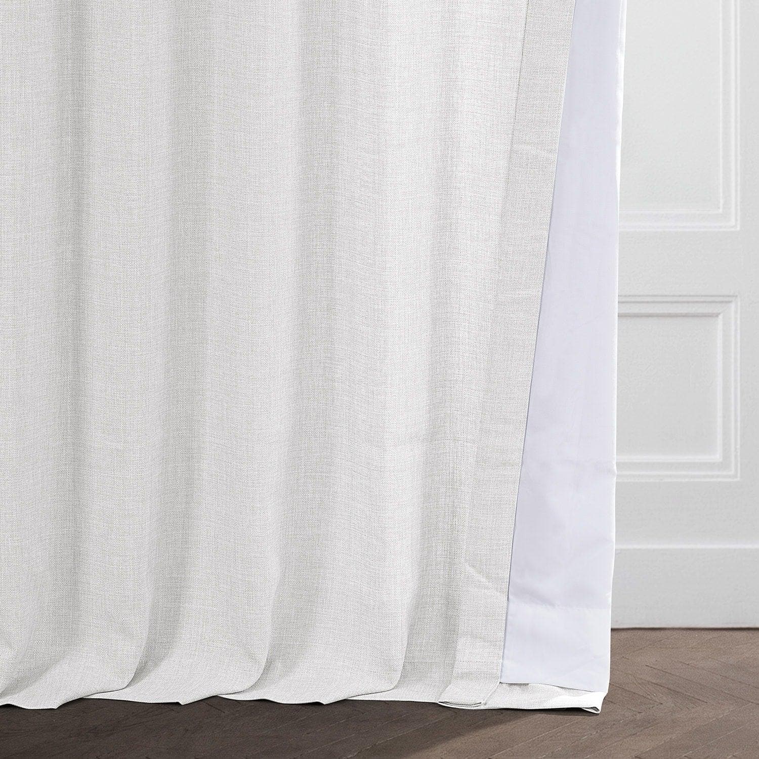 Magnolia Off White Italian Faux Linen Blackout Curtains - Elegant Room Darkening Window Treatments for Bedroom & Living Room