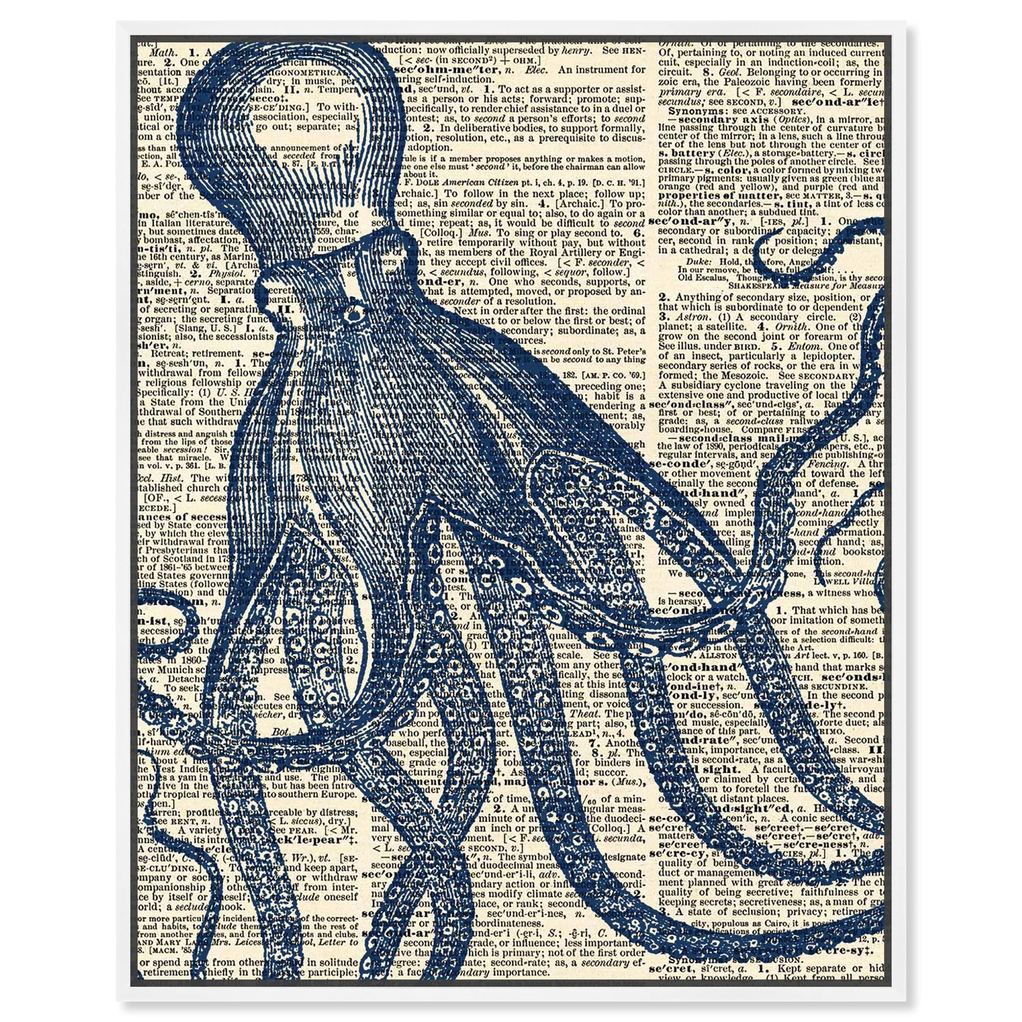 Nautical & Coastal Wall Art Canvas Prints - Marine Life Octopus Dictionary Home Décor by Oliver Gal Artist Co. | 36