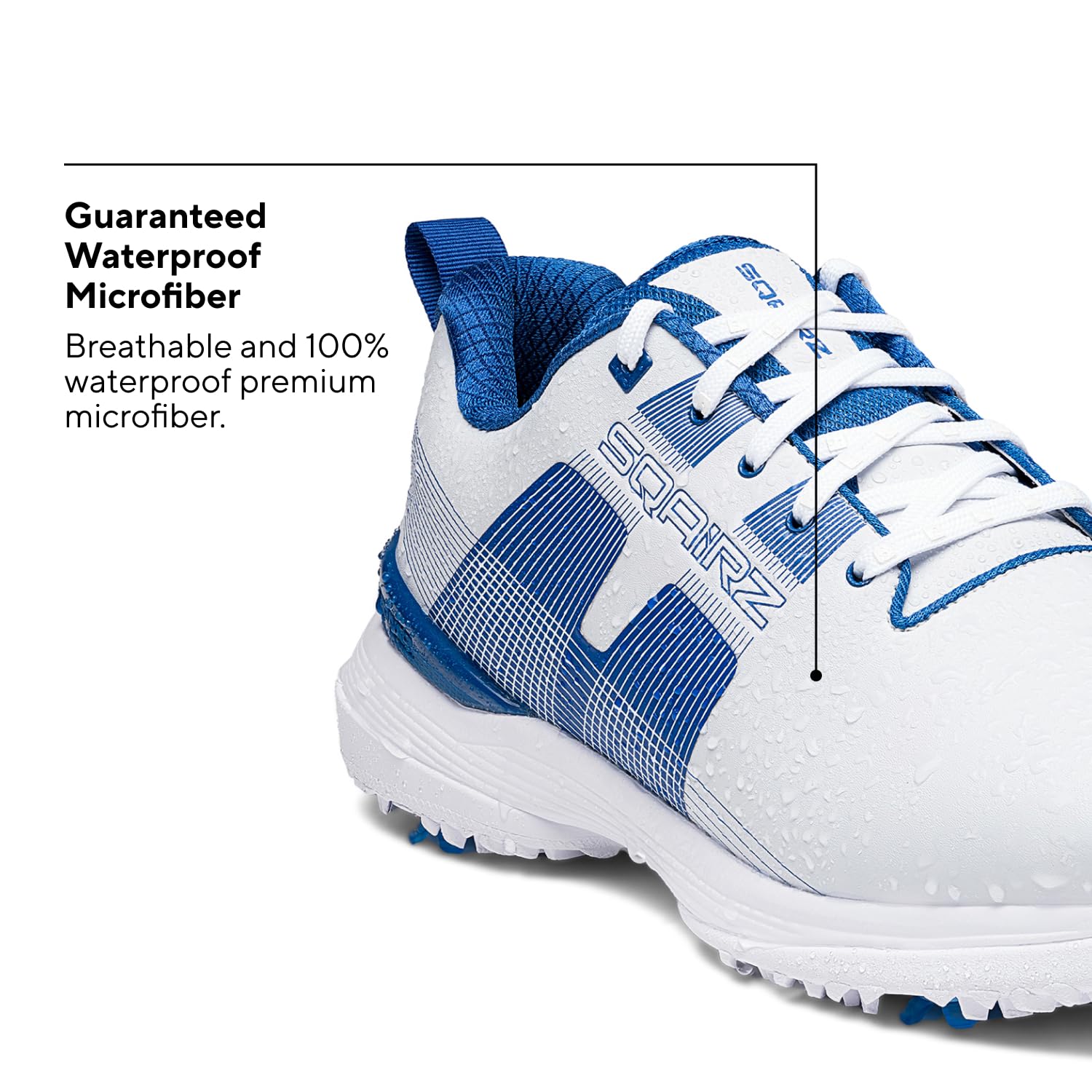 SQAIRZ Velo Men's Spiked Golf Shoes - Waterproof Athletic Golf Footwear with Replaceable Spikes for Balance & Performance | Perfect for Golf Tournaments, Driving Range & Outdoor Sports