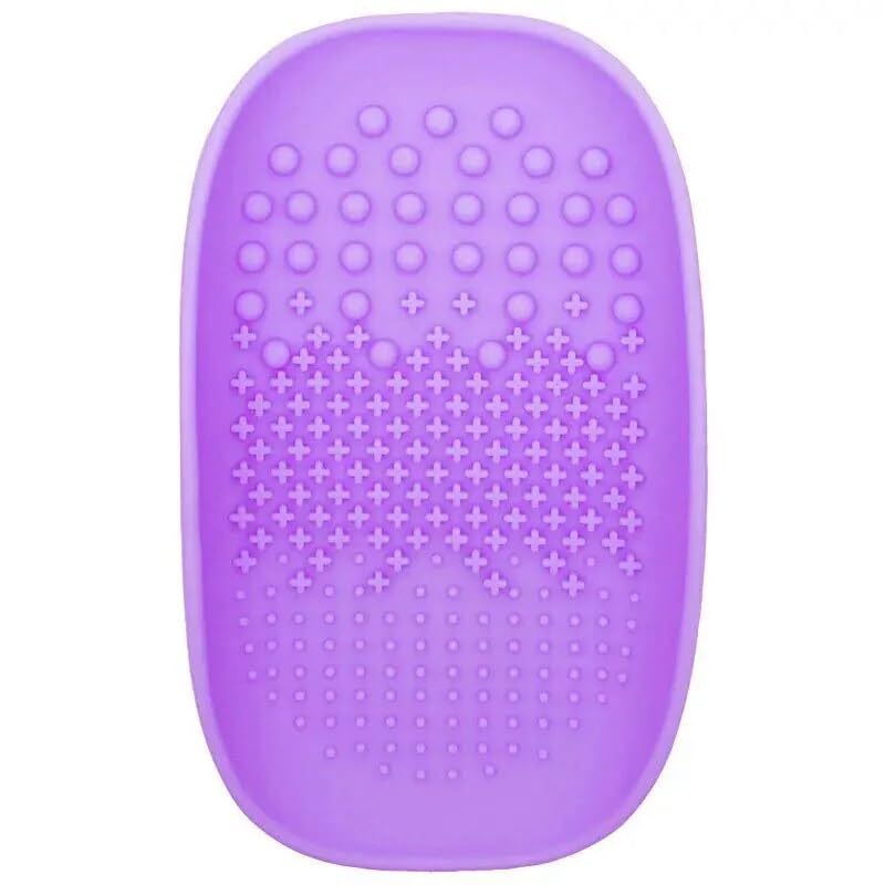 Giffy® Silicone Quick Drying Makeup Brush Cleaner Tray with Strip - Professional Cosmetic Brush Cleaning Tool for Eyeshadow, Powder Puff & Makeup Brushes (1 Piece, Purple) - Perfect for Home & Travel Makeup Organization