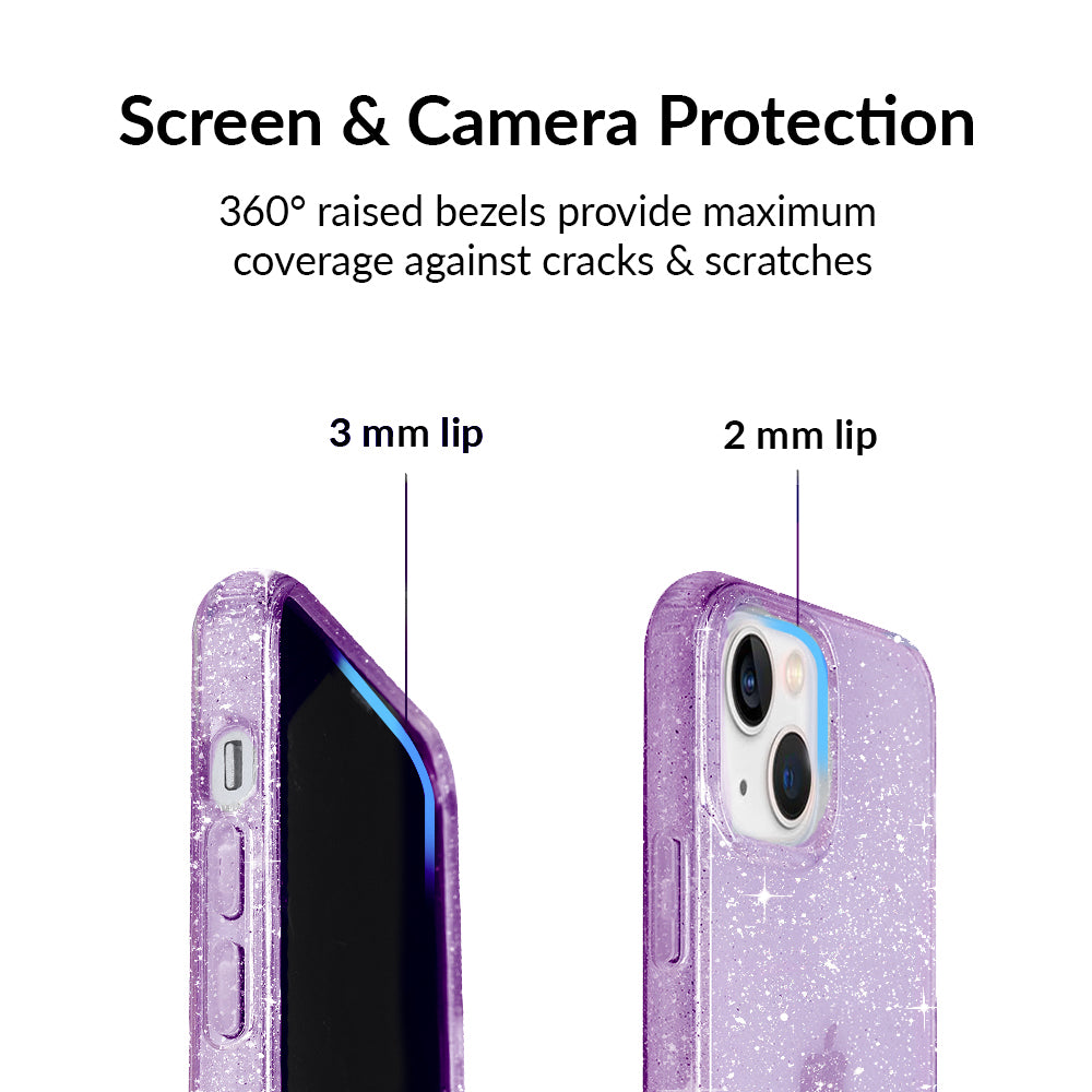 Lilac Stardust Glitter iPhone Case - Protective & Stylish Phone Cover for iPhone 13/14/15 - Perfect for Parties, Festivals & Everyday Use