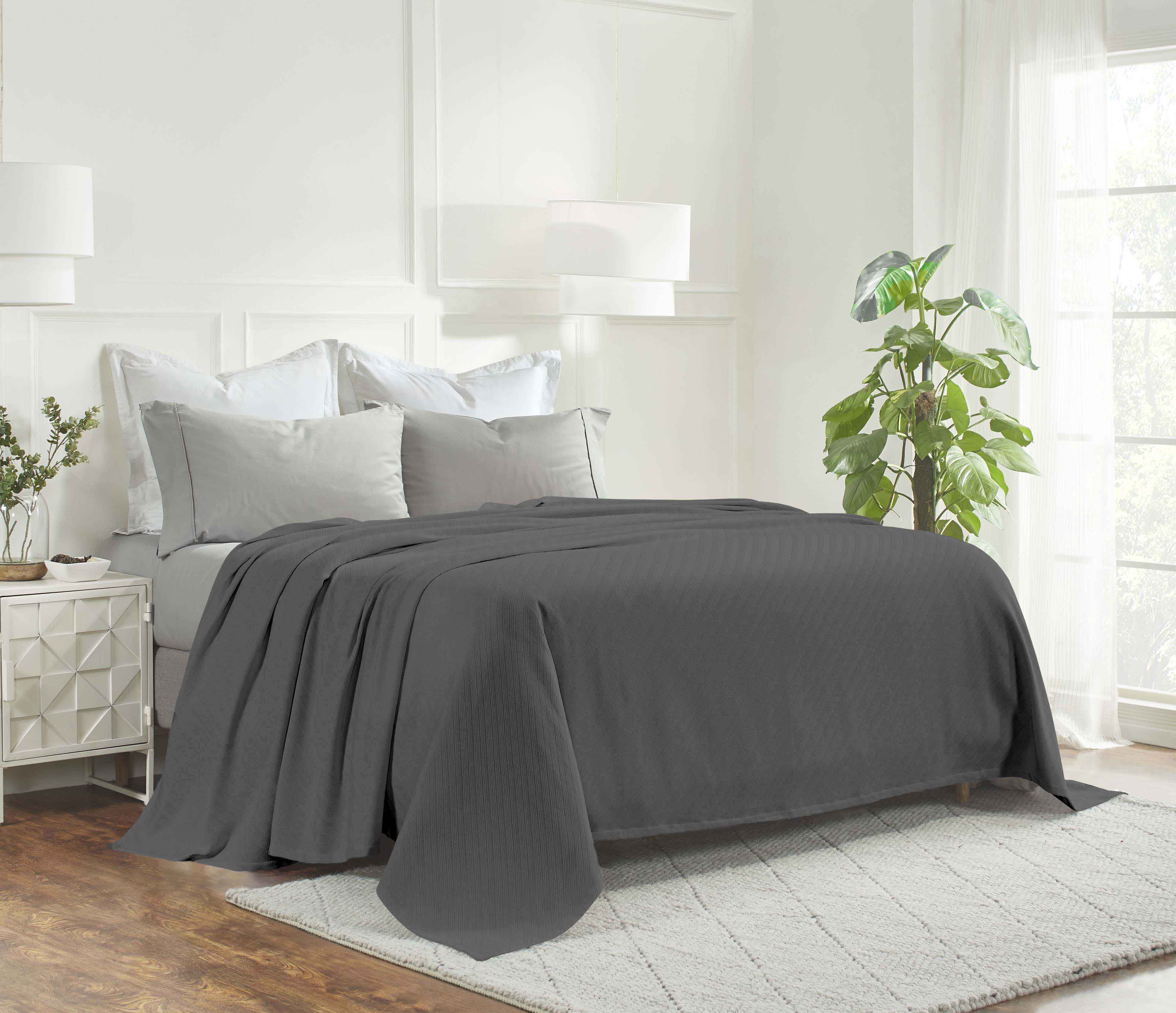 Soft Milan Cotton Textured Striped Lightweight Woven Blanket - Perfect for Sofa, Bed & Outdoor Picnics - Breathable & Cozy Throw