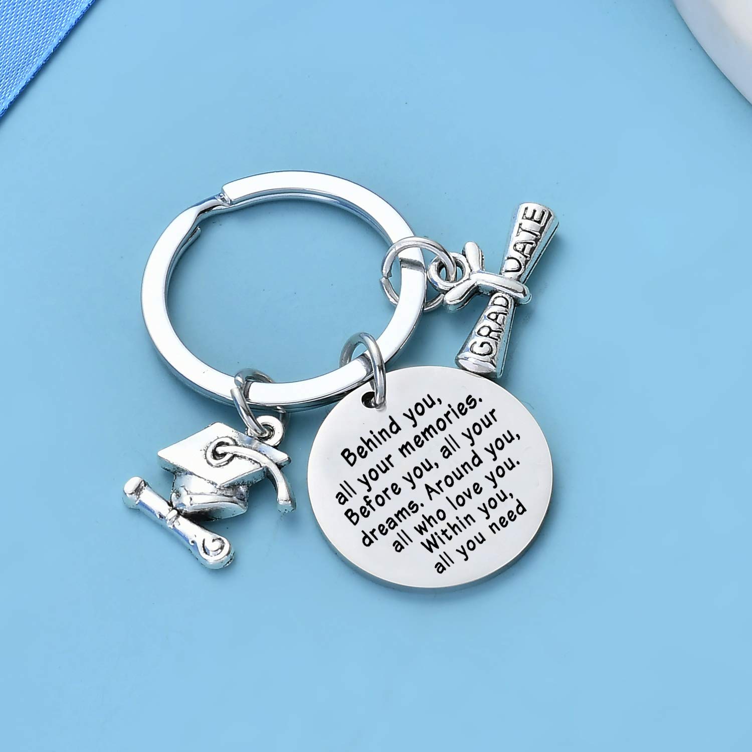Graduation Keychain Gift - 'Behind You All Memories, Before You All Your Dreams' - Perfect Graduation Gift for Students, Friends & Family - Ideal for High School & College Graduation Ceremonies, Commencement Gifts & Graduation Party Favors
