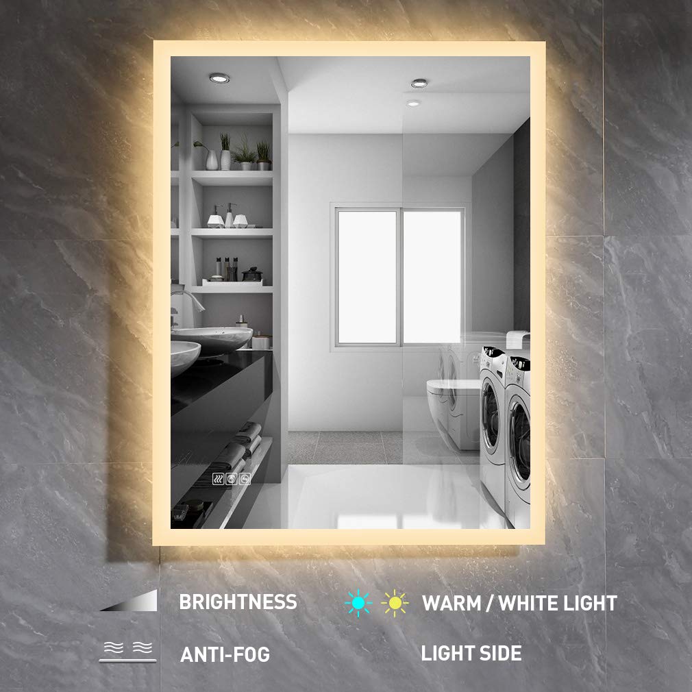 Wall-Mounted LED Bathroom Mirror with Anti-Fog & Smart Touch Control - Adjustable Brightness, Horizontal/Vertical Mount for Vanity Makeup & Shaving - Perfect for Modern Bathrooms, Dressing Rooms & Home Decor