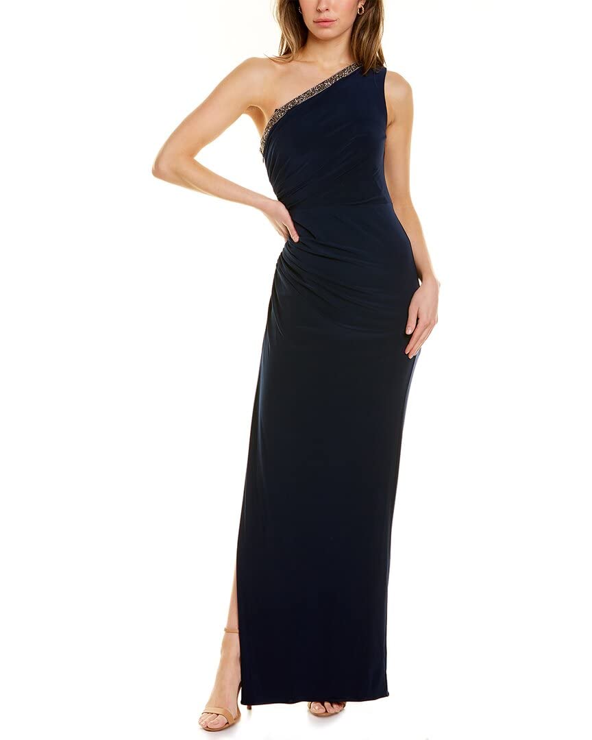 Adrianna Papell Women's One Shoulder Jersey Gown - Elegant Formal Dress for Evening Parties, Prom, Weddings & Special Occasions