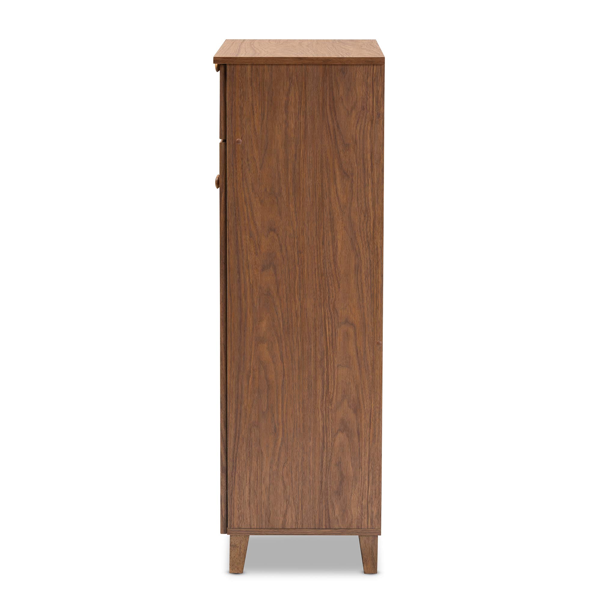 Baxton Studio Shoe Cabinet with Storage - Walnut Finish Entryway Organizer for Shoes & Accessories | Perfect for Small Spaces, Apartments & Closets