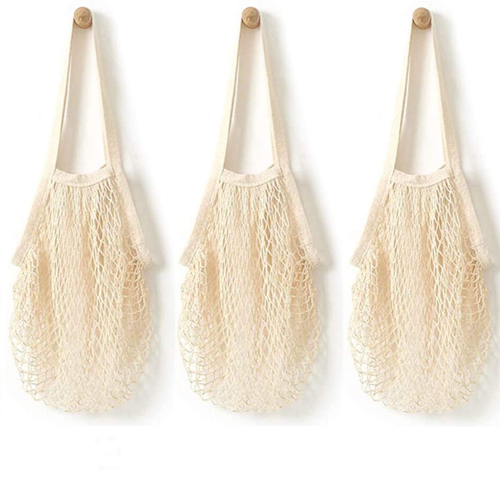 Eco-Friendly Reusable Cotton Mesh Produce Bags - Washable Grocery Bags for Fruits & Vegetables | 100% Organic Cotton String Shopping Tote with Durable Handle | Perfect for Farmers Market, Zero Waste Shopping & Bulk Food Storage