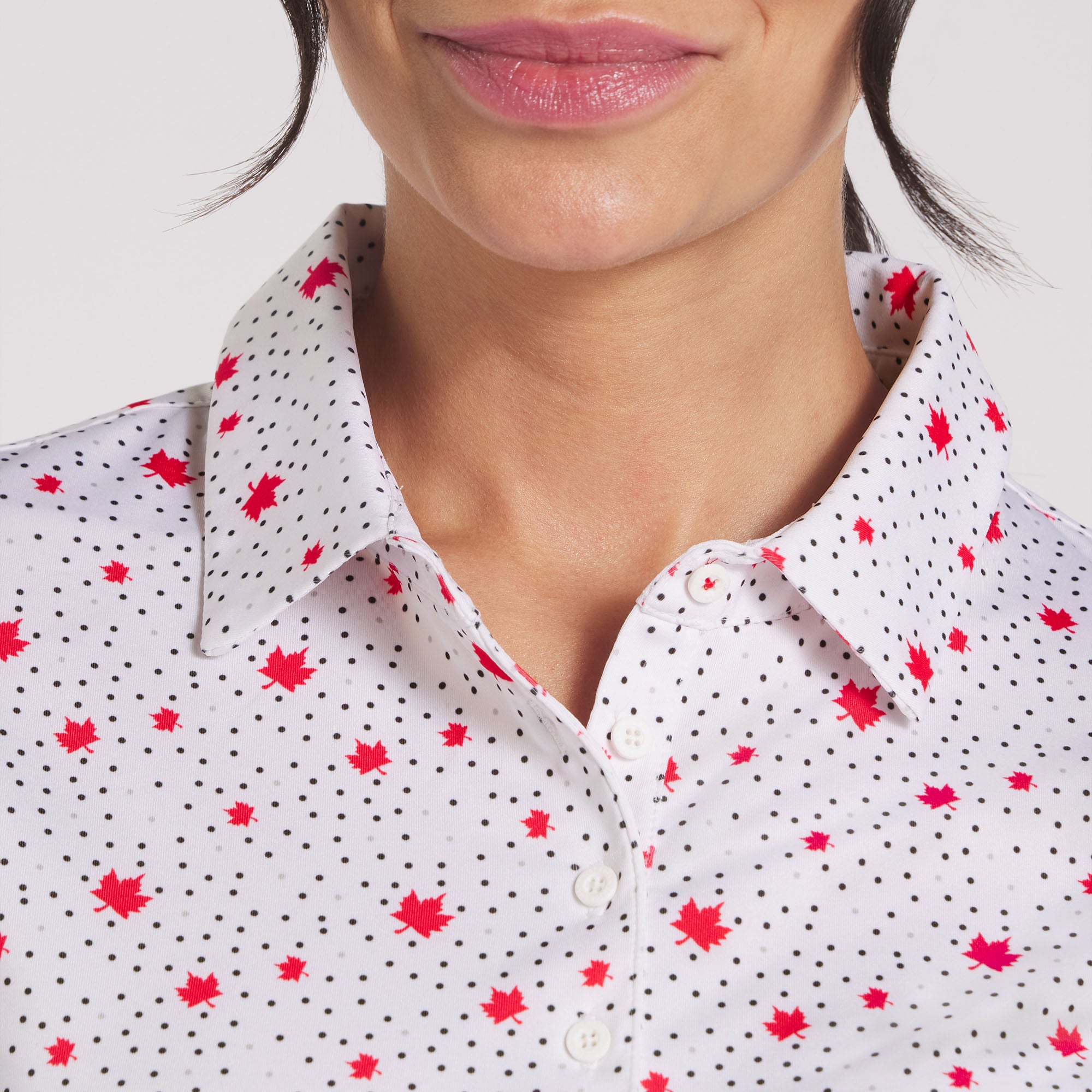Women's Canada Maple Dot Golf Polo Shirt - Stylish & Comfortable Golf Apparel for Women - Perfect for Golf Courses, Country Clubs & Casual Wear