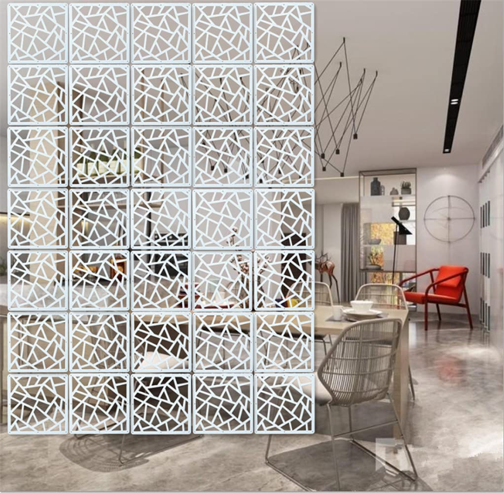12-Piece White Hanging Room Divider - Wood-Plastic DIY Panel Screens for Partition Walls & Room Decoration (11.4x11.4 Inch) with All Accessories - Perfect for Home Office, Bedroom Privacy & Studio Spaces