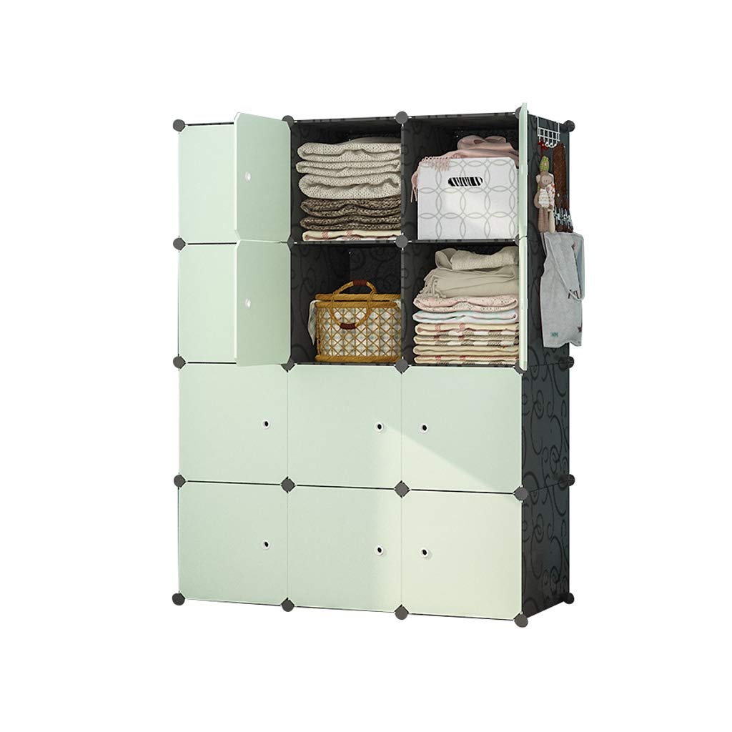 Portable Wardrobe Closet with Hanging Rod - 111x47x147cm Storage Organizer for Clothes, Toys & Accessories | Space-Saving Green Armoire for Bedroom, Dorm or Nursery | CHENGYI Combination Cube Closet