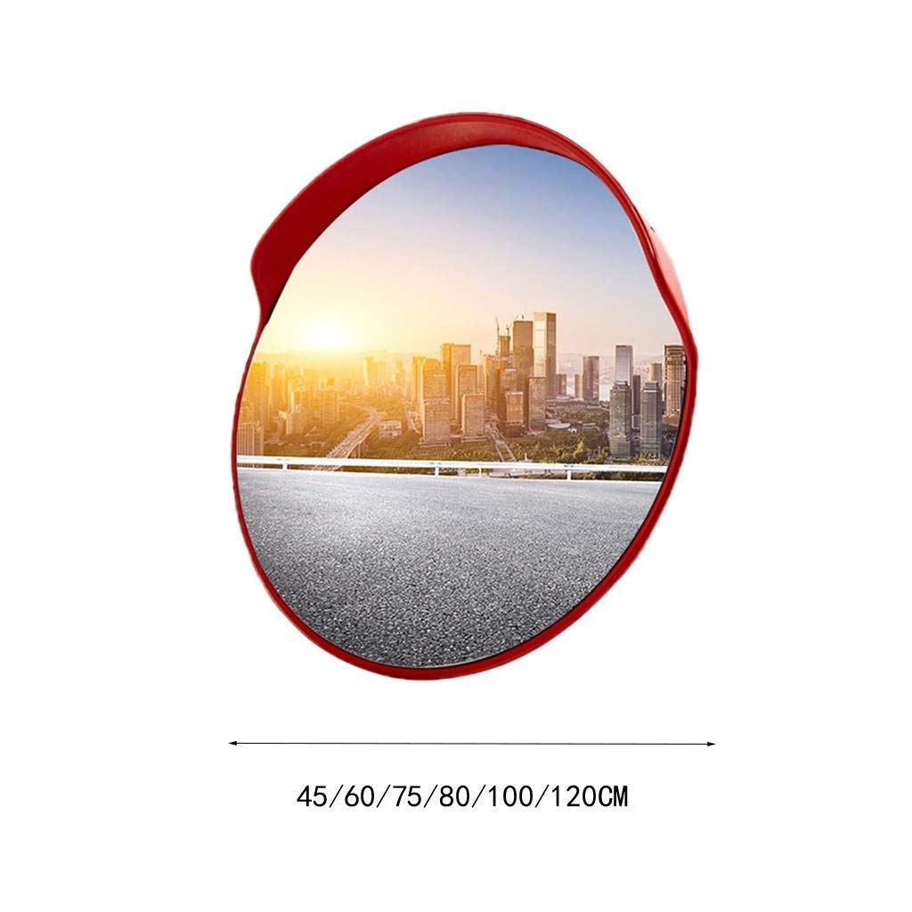 45-120CM Large Red Plastic Safety Convex Mirror for Supermarkets, Hospitals & Traffic - 120CM Wide Angle Security Mirror for Blind Spots & Parking Lots