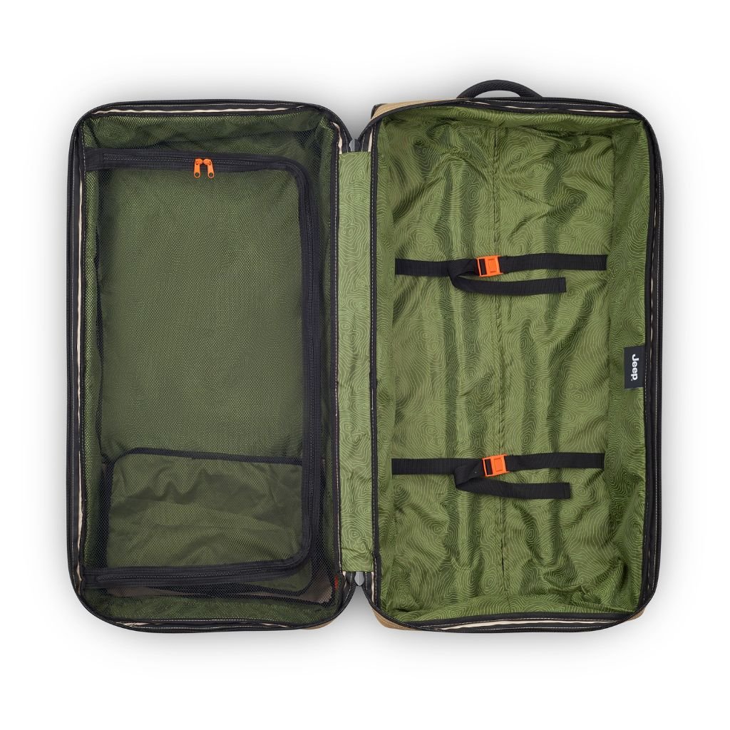 Jeep 82cm 2-Wheel All-Terrain Rolling Duffle Bag - Warm Sand | Heavy-Duty Travel Luggage for Camping, Road Trips & Outdoor Adventures