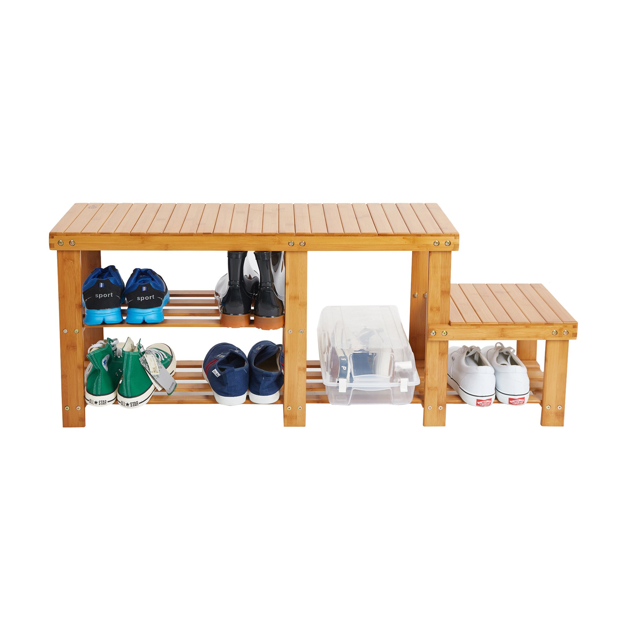 3-Tier Bamboo Shoe Rack Bench with Storage - 45.5 Inch Entryway Organizer for Hallway, Bathroom & Entrance | Space-Saving Shoe Storage Solution for Small Apartments & Closet Organization