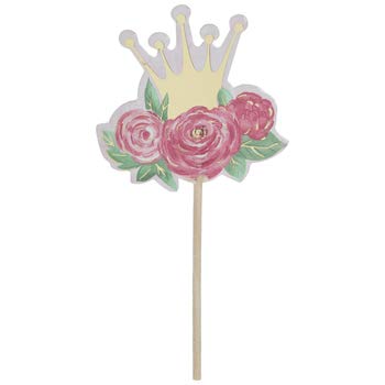 Elegant Crown & Flowers Cupcake Toppers for Birthday Parties - Perfect for Wedding, Baby Shower & Celebration Decorations