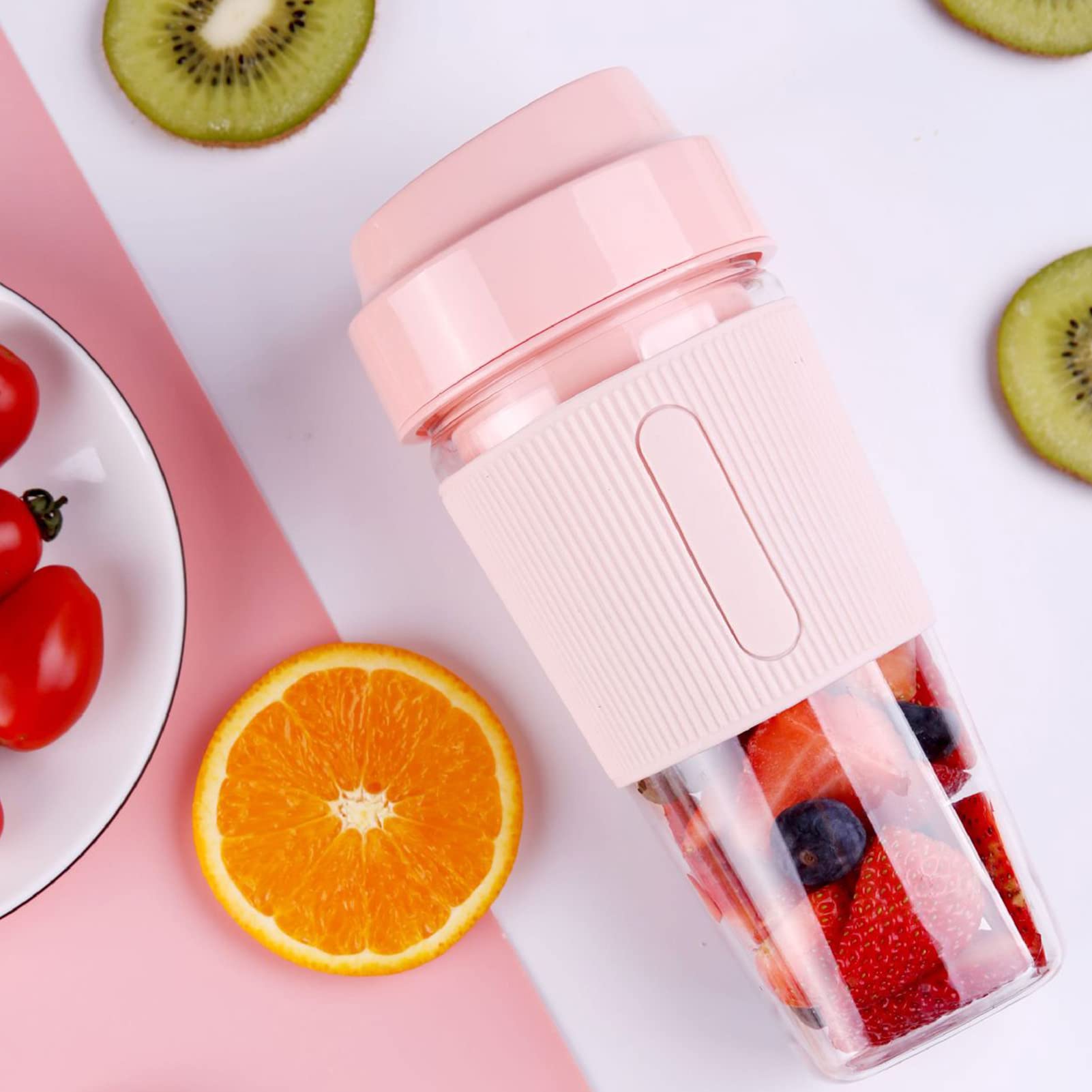 Portable USB Rechargeable Electric Juicer Cup - 300ML Mini Blender for Smoothies, Shakes, Fruits & Vegetables | Perfect for Gym, Office & Travel | Pink Mixing Bottle with Frozen Yogurt Function