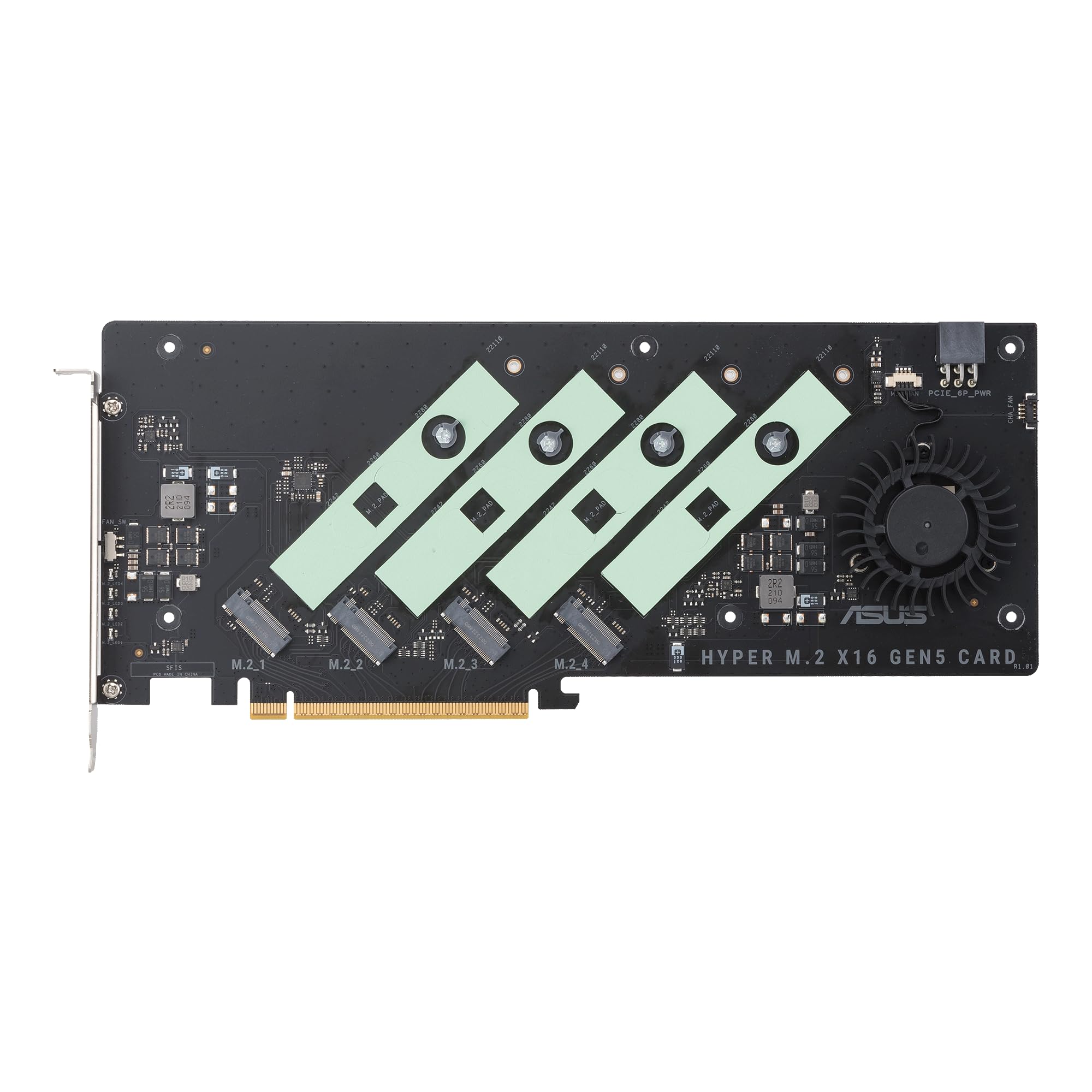 ASUS Hyper M.2 x16 Gen5 PCIe 5.0/4.0 Expansion Card - Supports 4 NVMe M.2 SSDs (2242/2260/2280/22110) up to 512Gbps, Compatible with AMD & Intel Platforms with RAID Support - Perfect for Gaming PCs, Workstations & High-Performance Computing