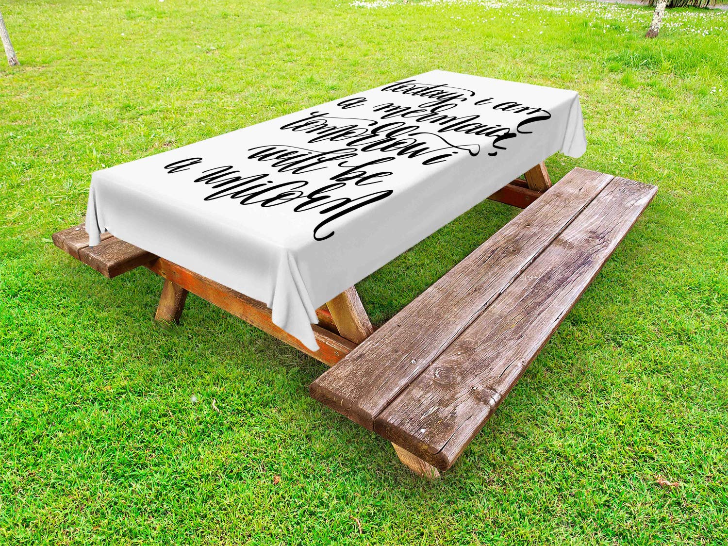 Ambesonne Mermaid Print Outdoor Tablecloth - Waterproof Washable Picnic Table Cover 58