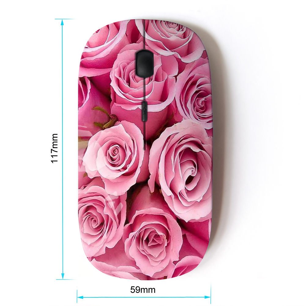 2.4G Wireless Optical Mouse - Pink Rose Design for Women, Valentine's Day Gift, Spring Collection | Perfect for Office, Home & Travel Use