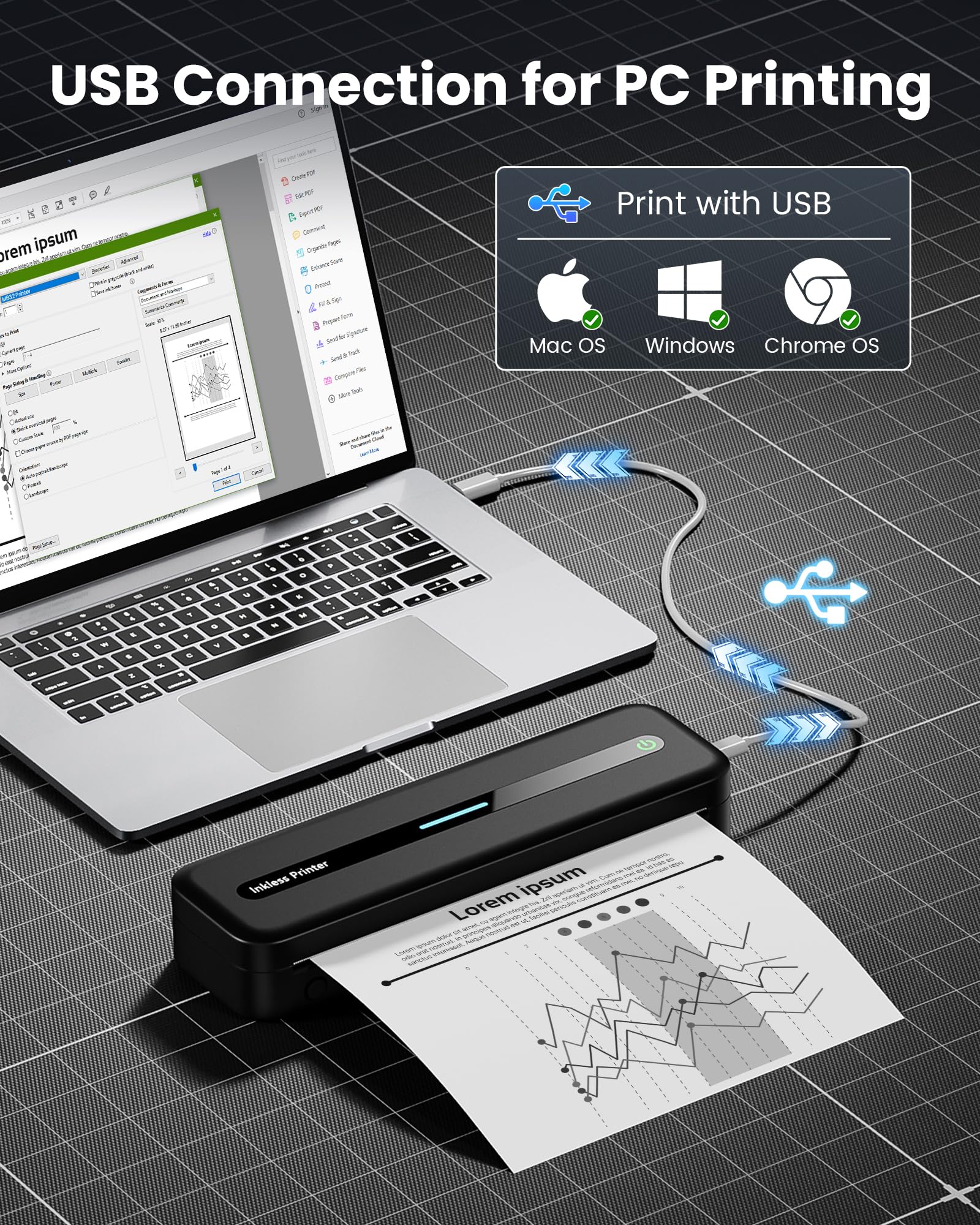 Itari Wireless Portable Printer - Bluetooth Thermal Printer for Android & iOS, Compact Inkless Printer for Travel, Home, School, Office (Supports A4 & US Letter) - Print Receipts, Labels & Documents On-The-Go