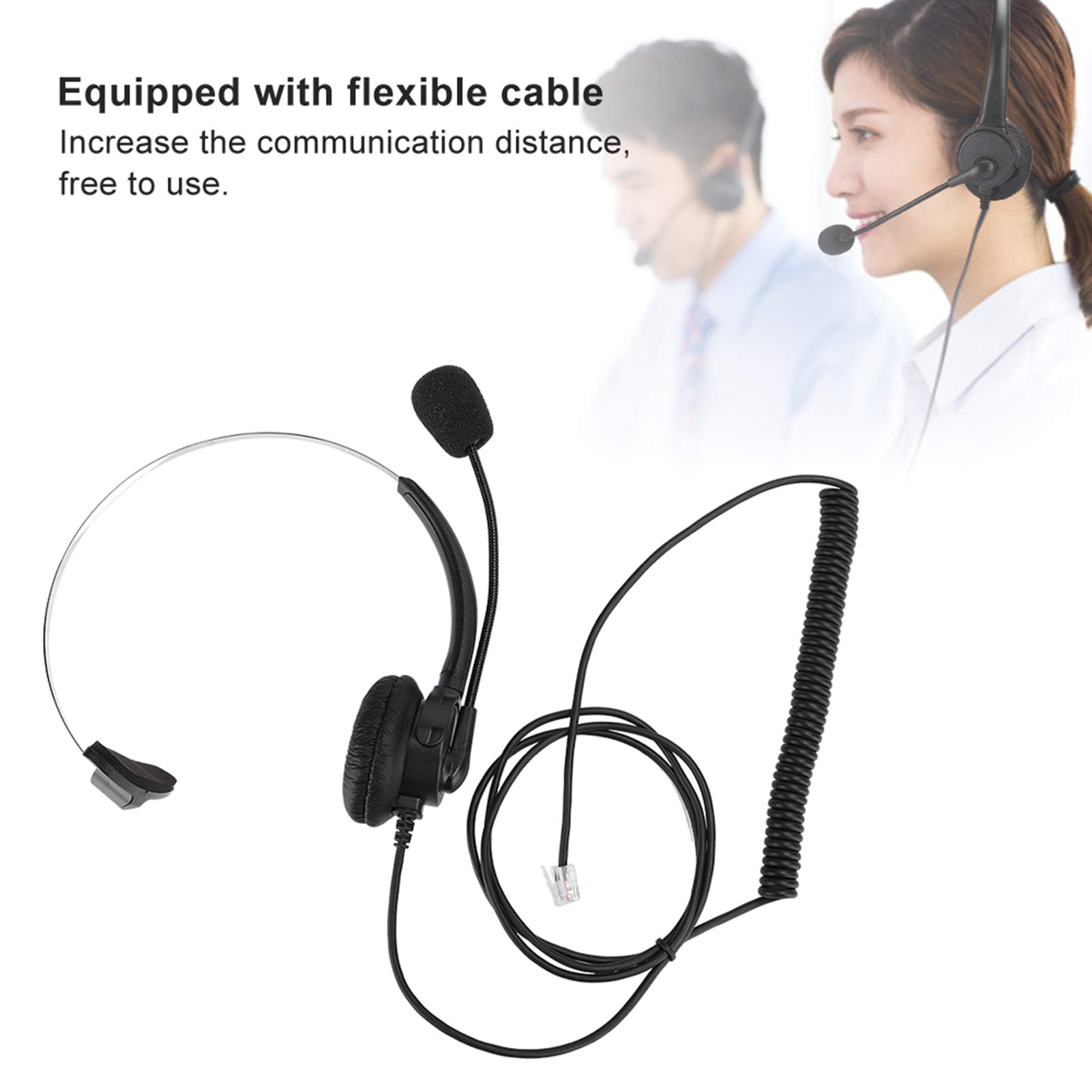 Professional Single-Ear Corded Telephone Headset with Noise-Canceling Microphone - Ideal for Call Centers, Sales, Insurance, Hospitals & Telecom Offices - Compatible with Landline & Office Phones