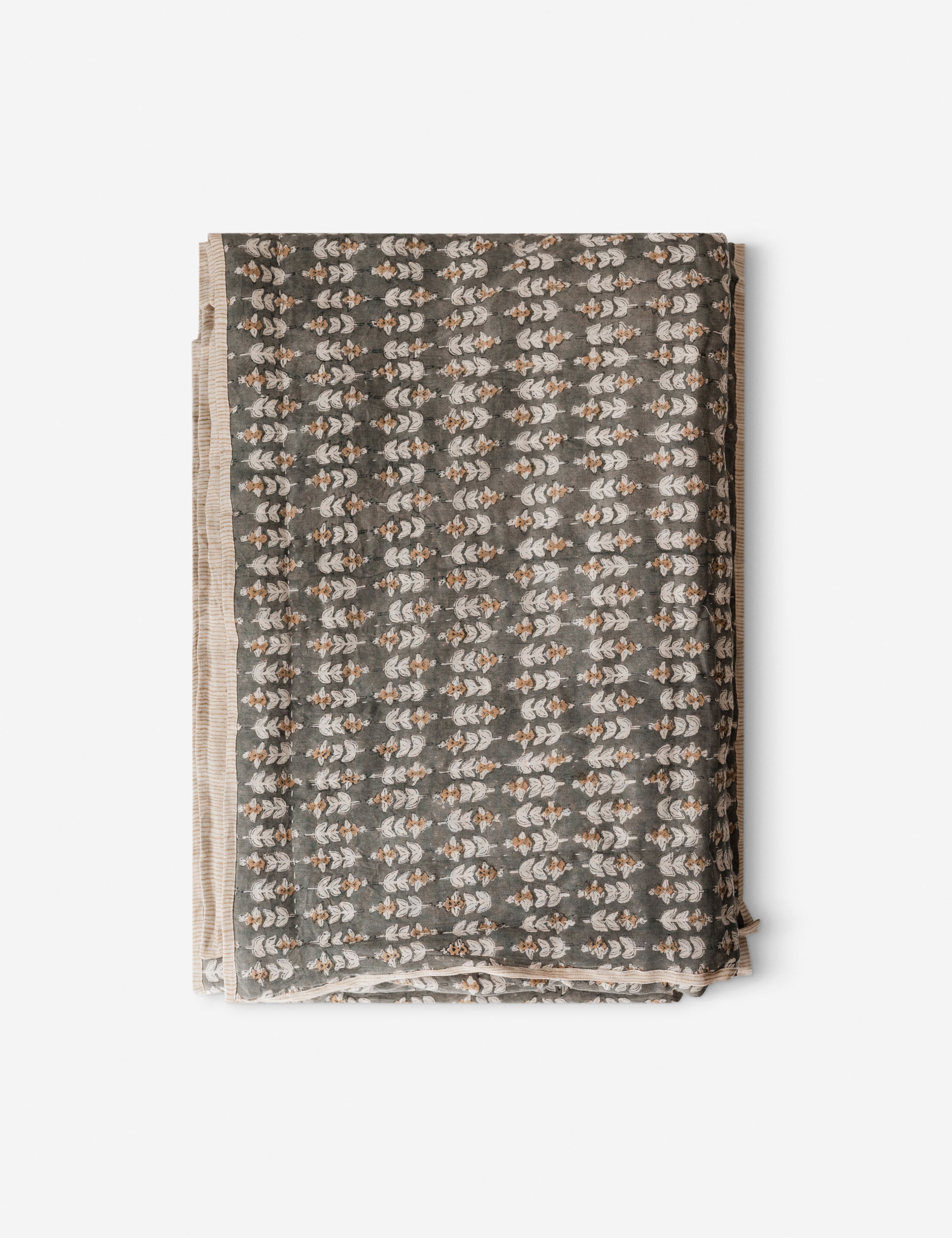 Blossom Block Print Quilt - Floral Cotton Bedspread for Queen Size Bed | Boho Chic Home Decor for Bedroom & Guest Room