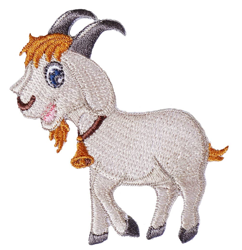 Billy Goat Embroidered Iron On Patch - Animal Wildlife Badge for Backpacks, Jackets, Hats - Perfect for Camping, Hiking & Outdoor Adventures