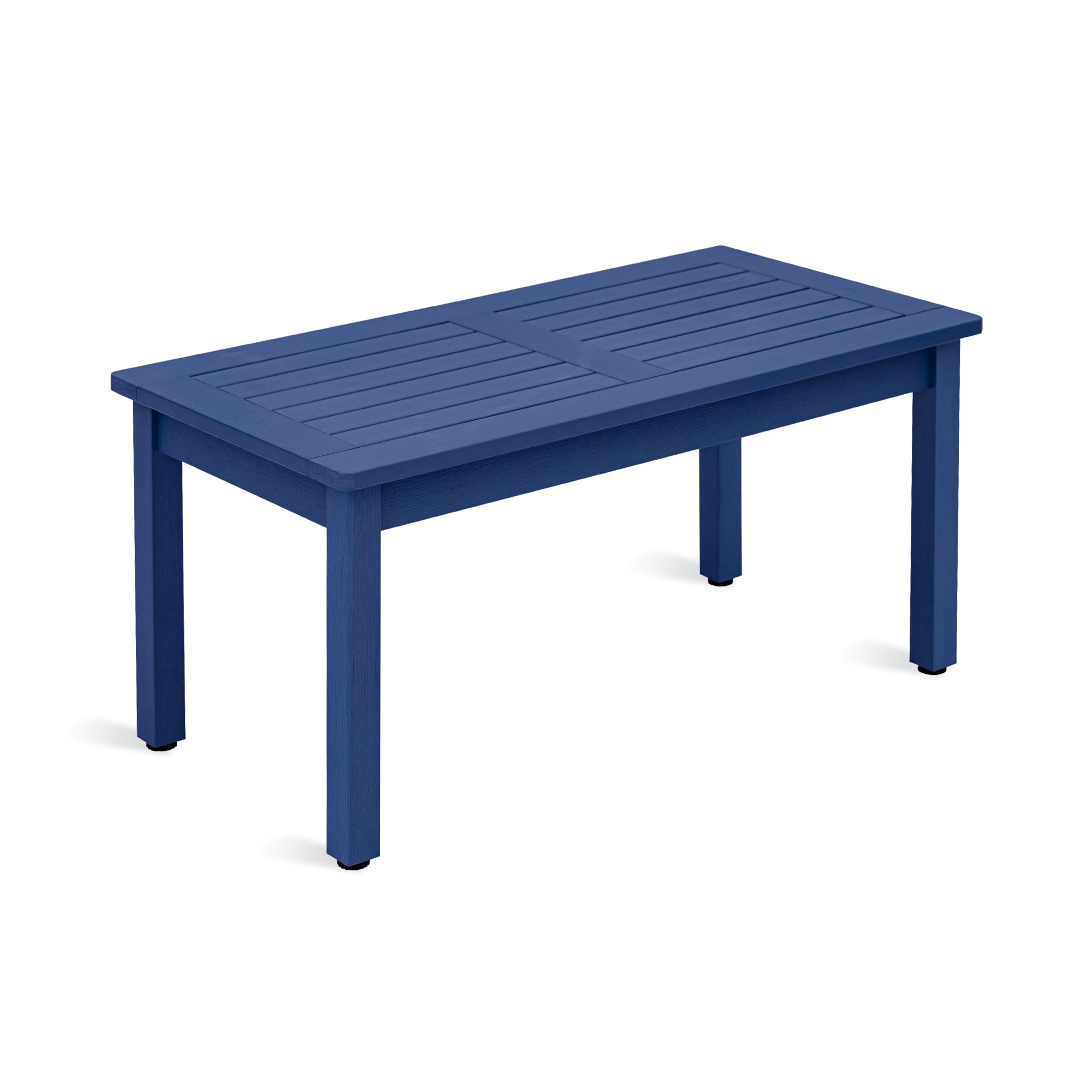 LUE BONA Outdoor Rectangle Coffee Table - All-Weather HDPS Patio Table with Slatted Tabletop for Deck, Garden, Balcony, Indoor & Outdoor Use - Navy Blue | Perfect for Backyard, Poolside & Porch Relaxation