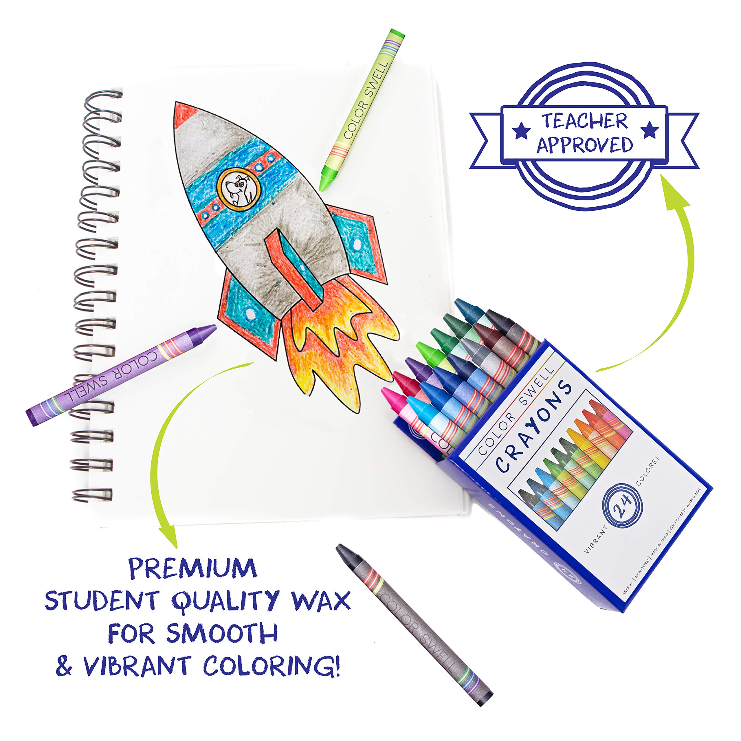 Color Swell Bulk Crayon Pack - 18 Boxes of 24 Vibrant Teacher-Quality Crayons for Classroom & Art Projects - Bulk Crayons for Kids, Students & Teachers - Perfect for School, Homeschooling & Creative Activities