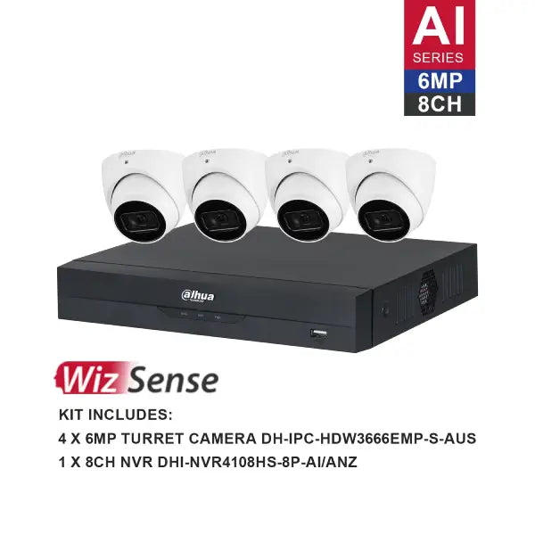Dahua 6MP Security Camera System - 8 Channel NVR Kit with Hard Drive (DH-K6084T) for Home & Business Surveillance