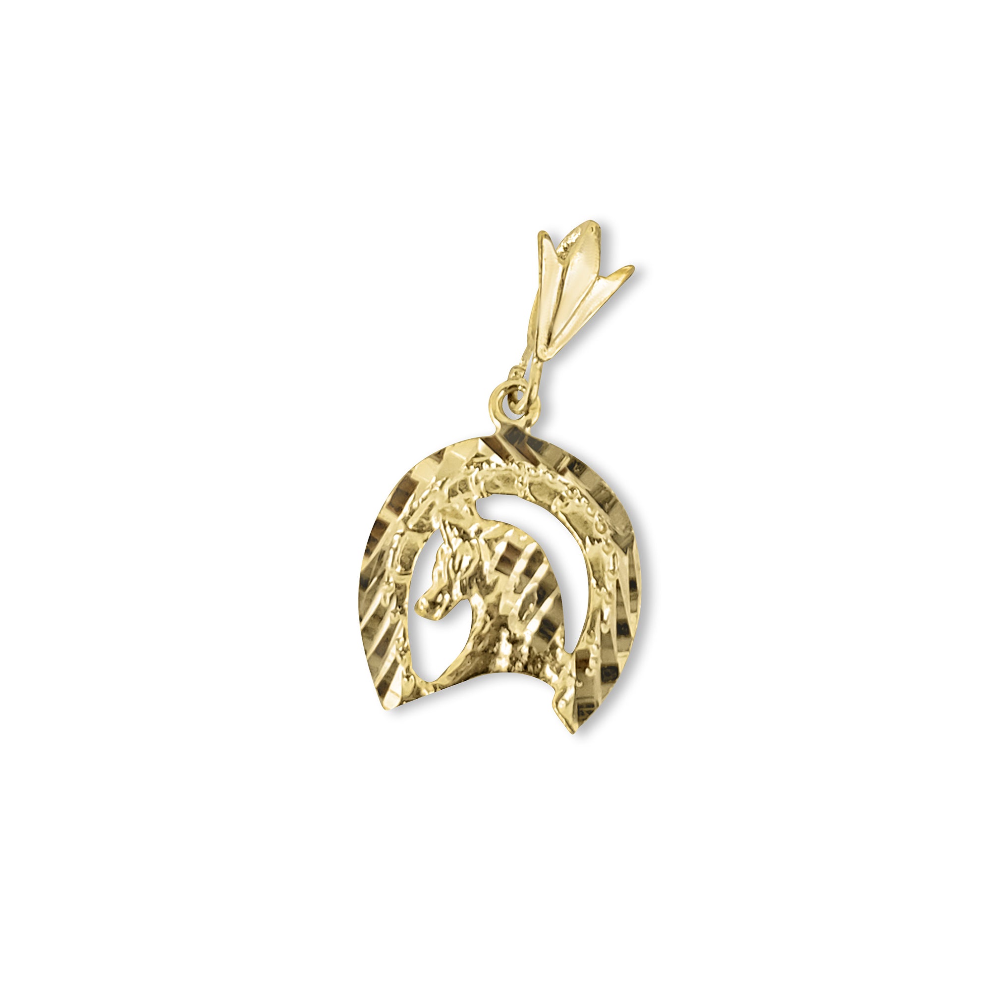 Elegant Horseshoe Charm with Horsehead Design & Diamond Cuts - Perfect for Equestrian Jewelry, Western Fashion & Good Luck Gifts