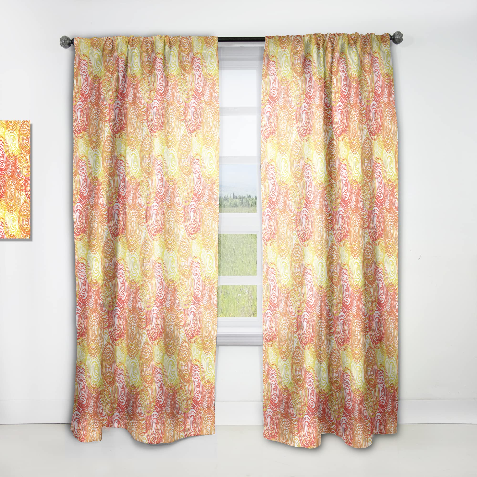 DesignQ Round Pattern Blackout Curtains - Thermal Insulated Single Panel Window Drapes 52x120 Inches for Bedroom & Living Room - Noise Reducing & Energy Saving Home Decor