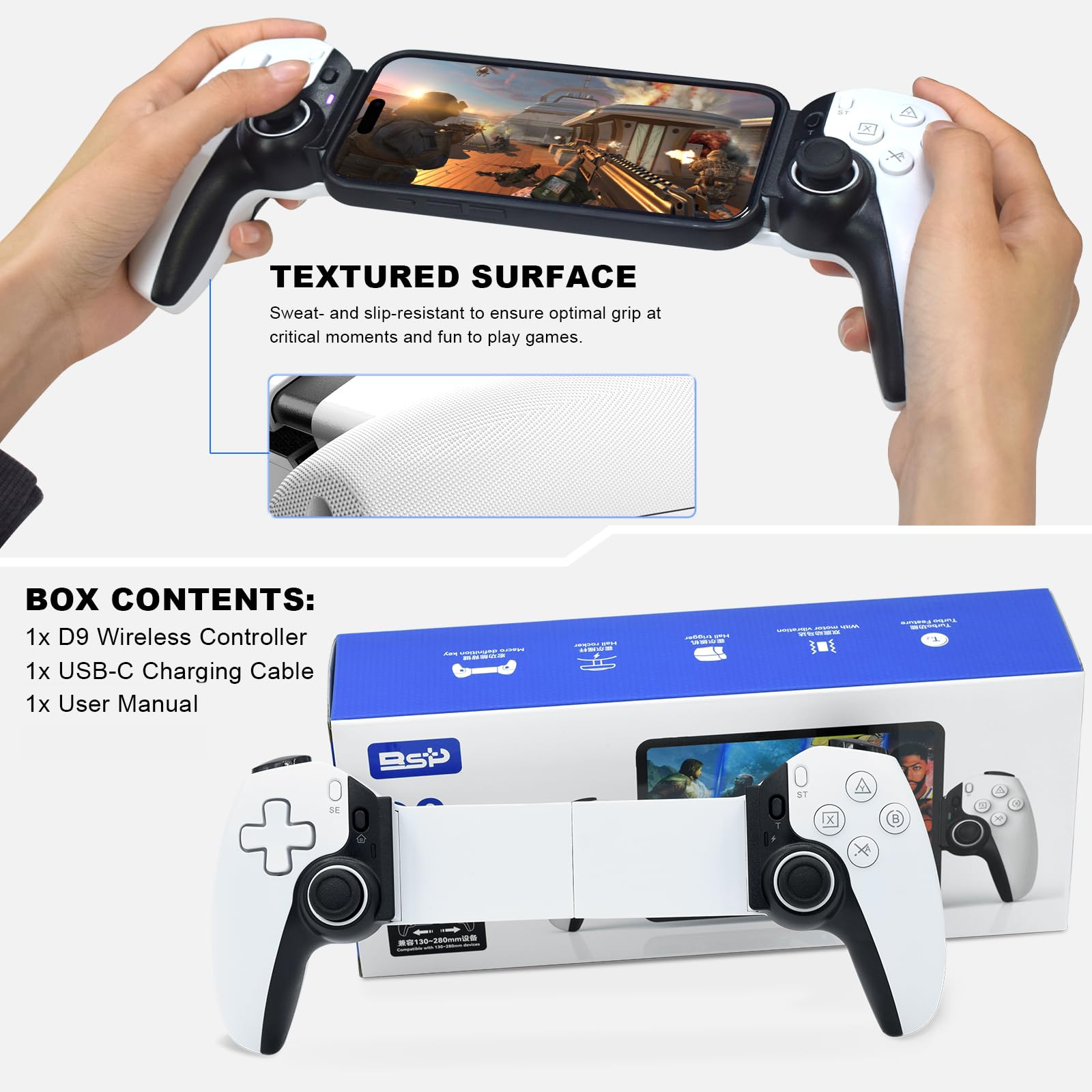Megadream Wireless Gamepad for iPad, iPhone, Android, PC, Switch - Turbo, Cloud Gaming, PS5/Xbox Support - Perfect for COD & Mobile Gaming