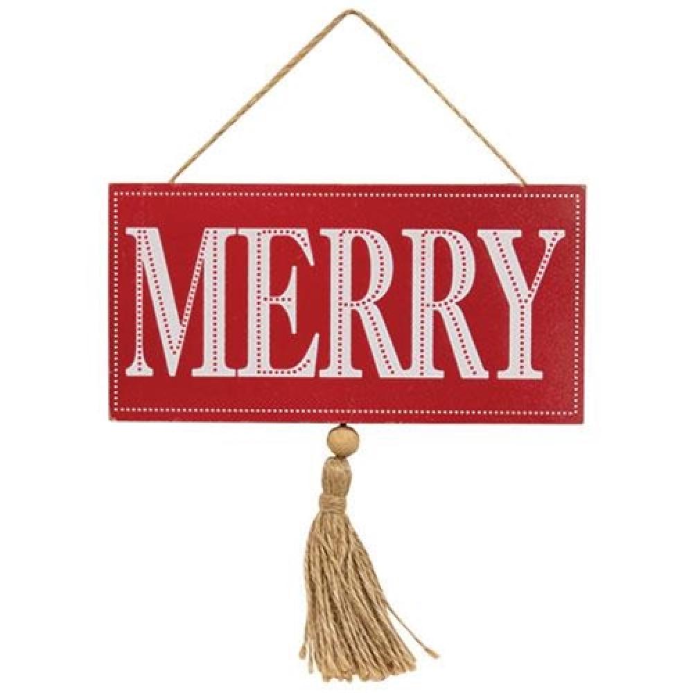 Merry Tassel Hanging Sign - Festive Holiday Home Decor for Christmas, Thanksgiving & Parties - Perfect for Wall, Door & Mantel Decorations